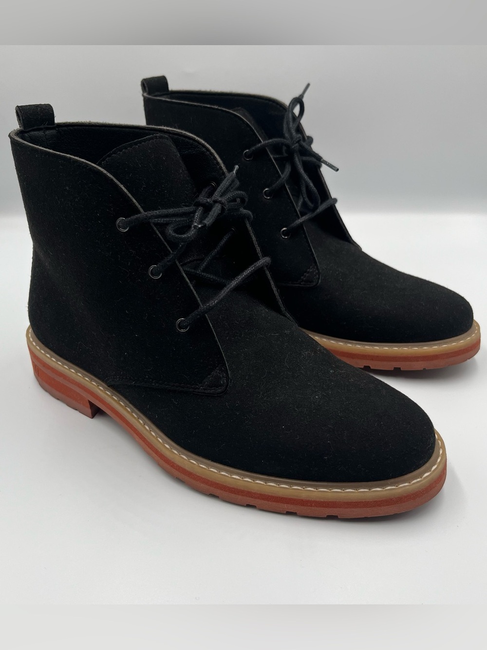 Good Guys Don’t Wear Leather Ayita Vegan Suede Boots Black Red Sole Women's 38